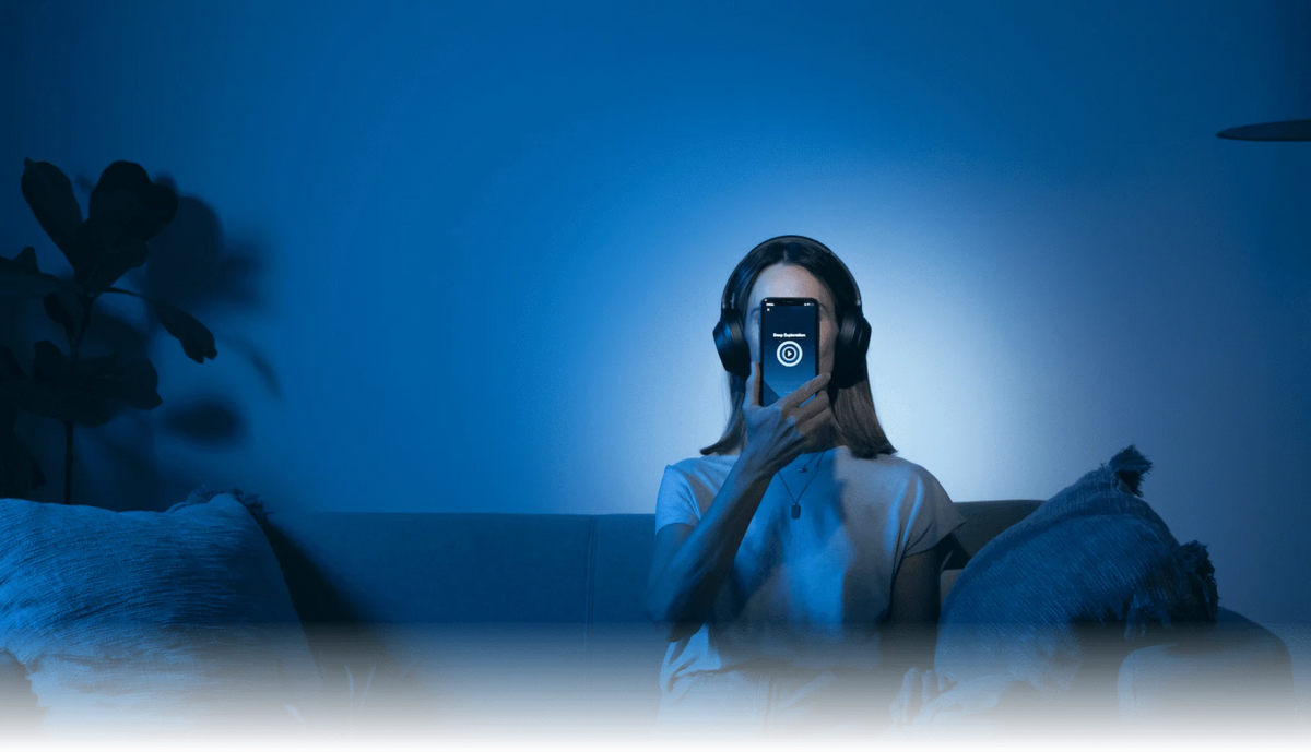 Woman using the Lumenate app