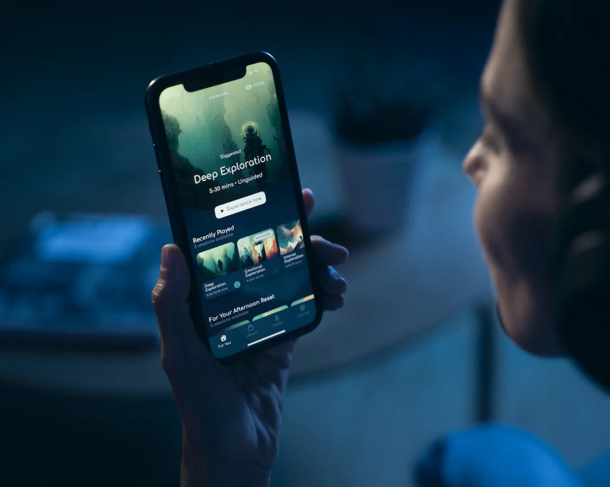 The Lumenate app home screen