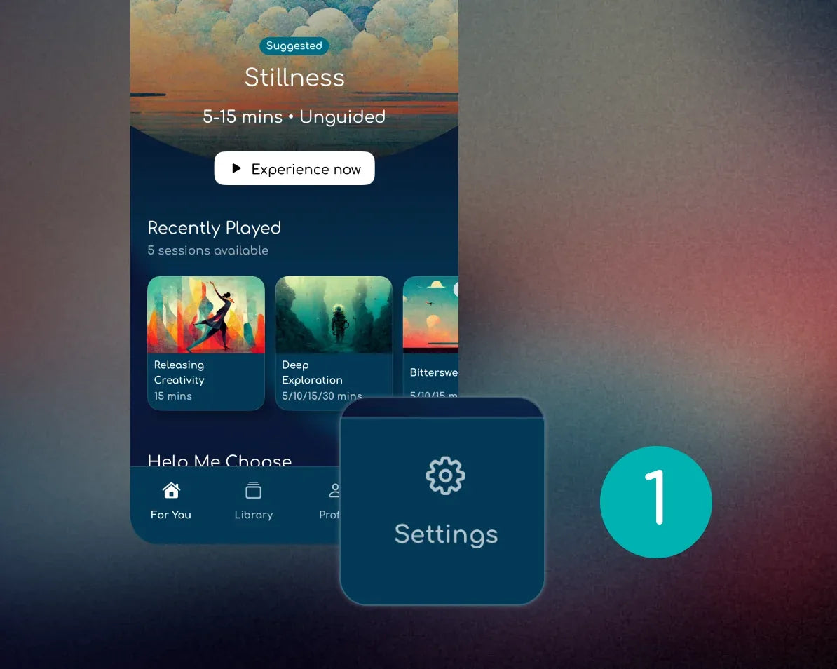 Step 1: the Settings tab in the Lumenate app